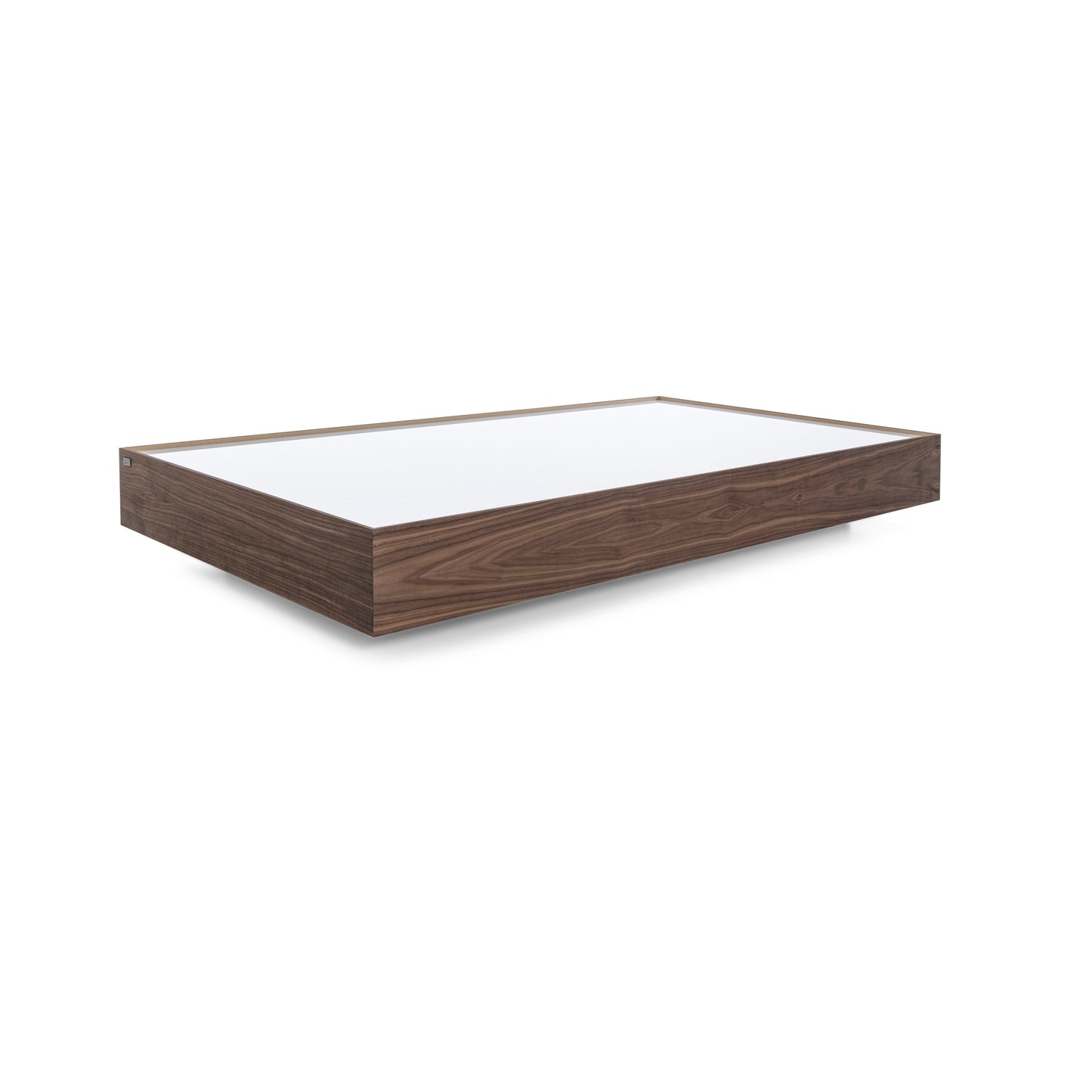 ARC Coffee Table 63" in Walnut with White Glass