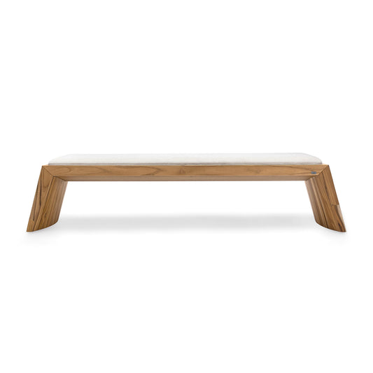 TRAPEZIO Bench 4 Seats In Teak and Beige Fabric