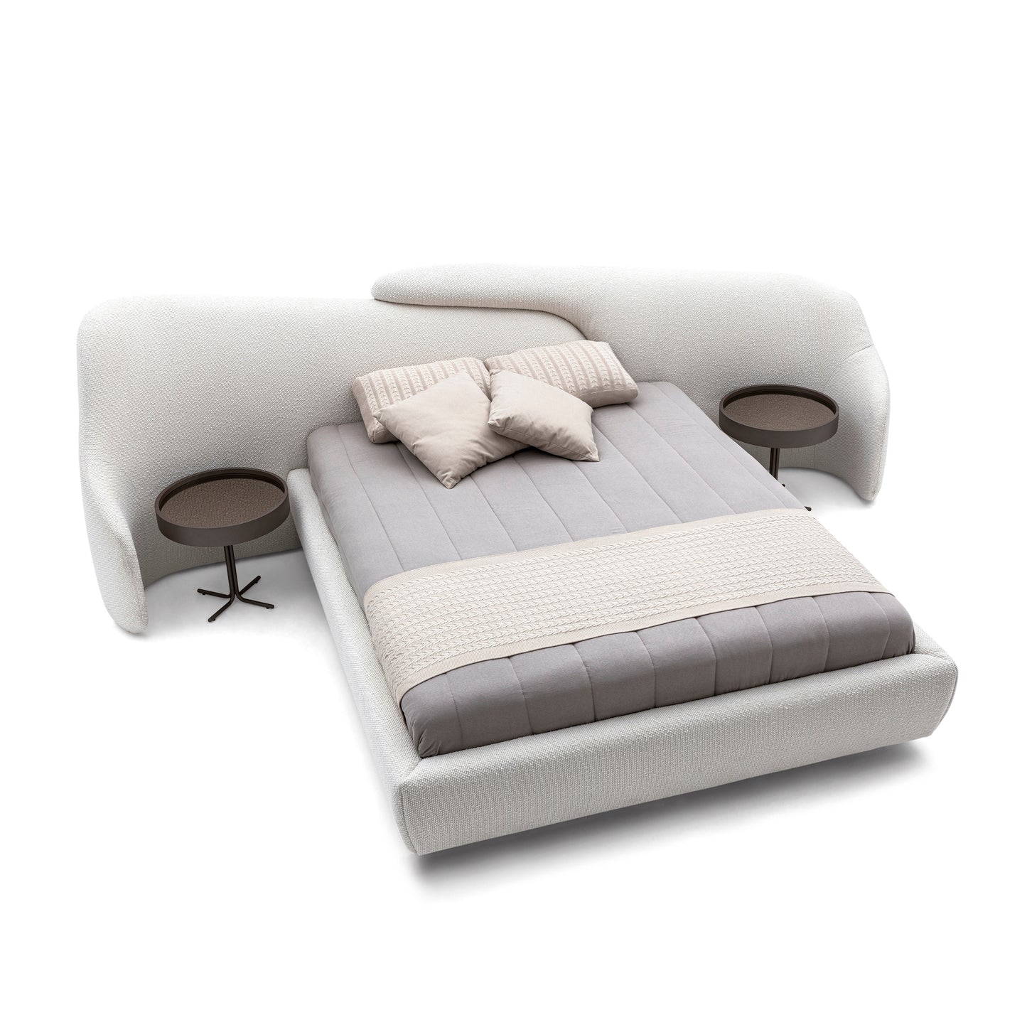 ZAHA King Bed in White fabric