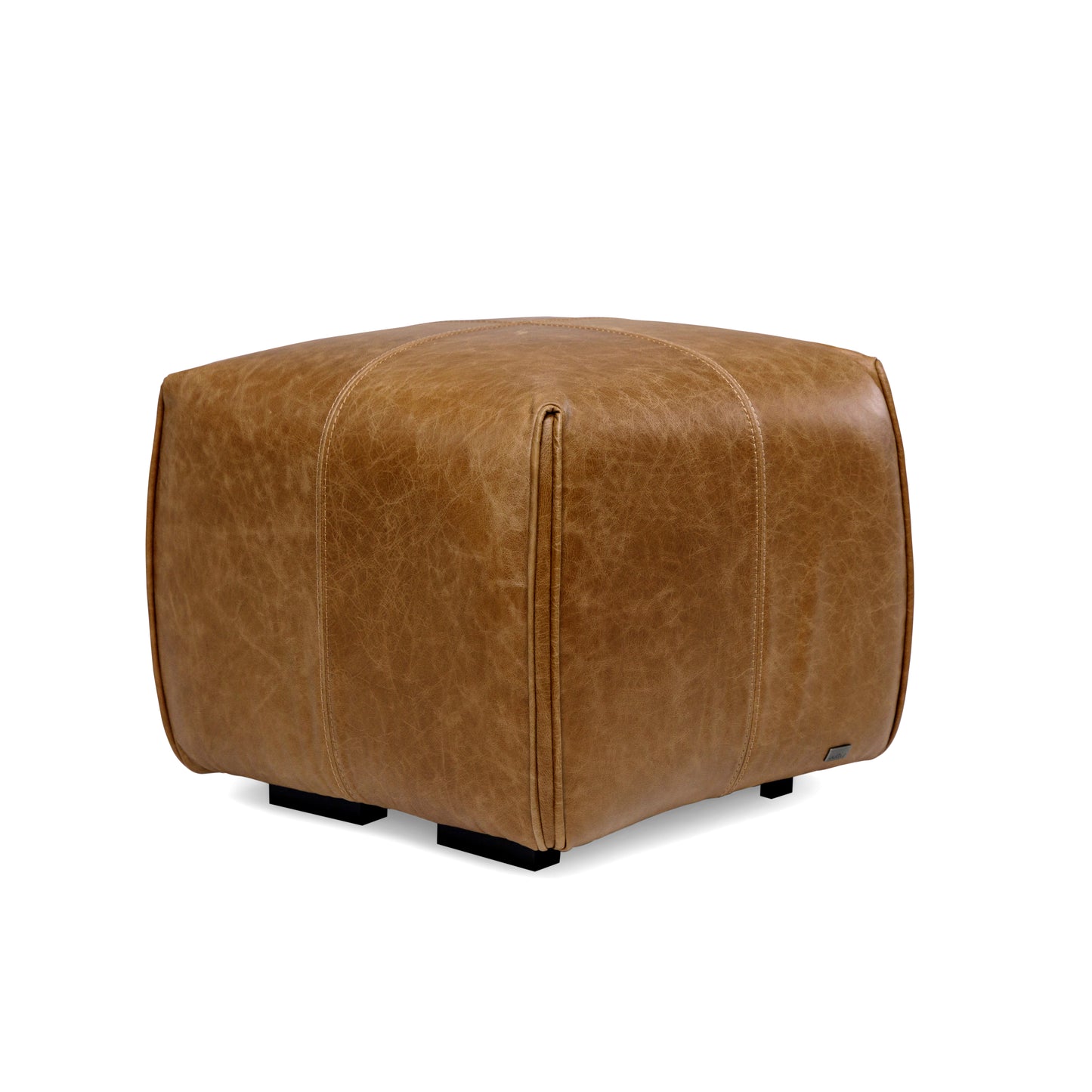 NEW Ottoman in Caramel Leather 20"