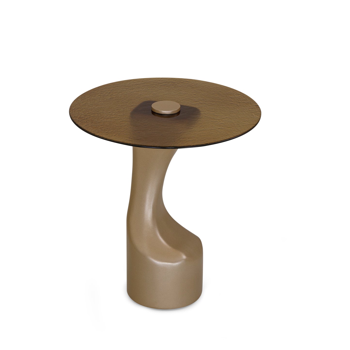 NORONHA Side Table 18" Gold and Ambar Glass