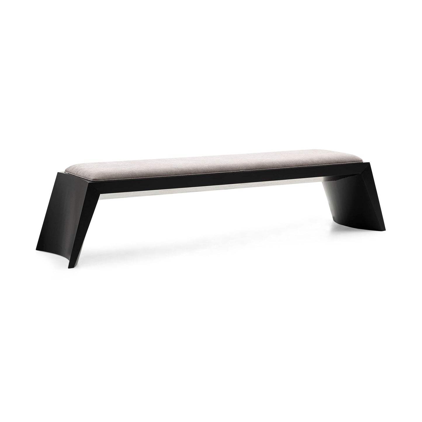 TRAPEZIO Bench 4 Seats In Black Finish and Gray Fabric