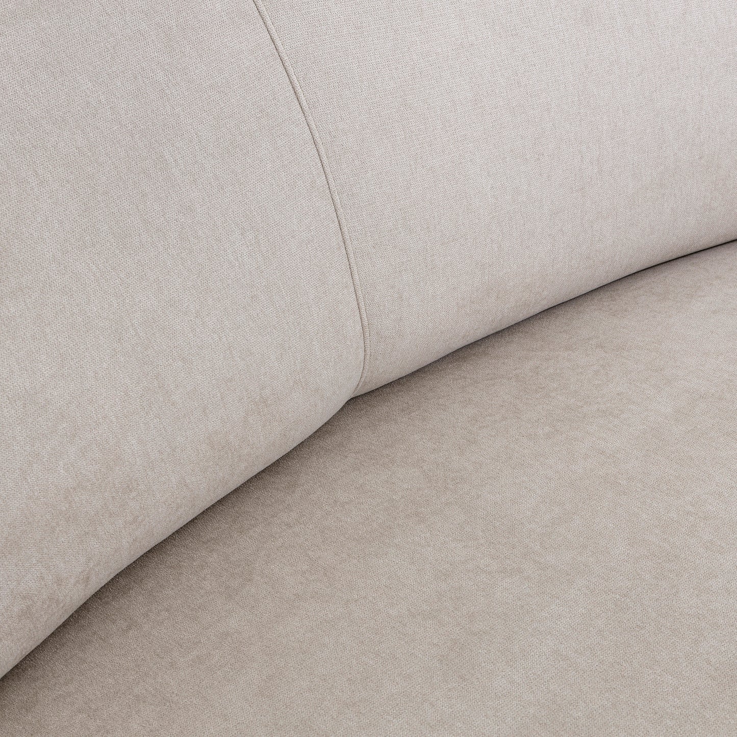 RUY Sofa Curved in Walnut and Beige Fabric 97" Left Side