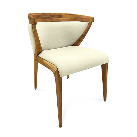 MAT Upholstered Dining Chair in Teak and Cream fabric