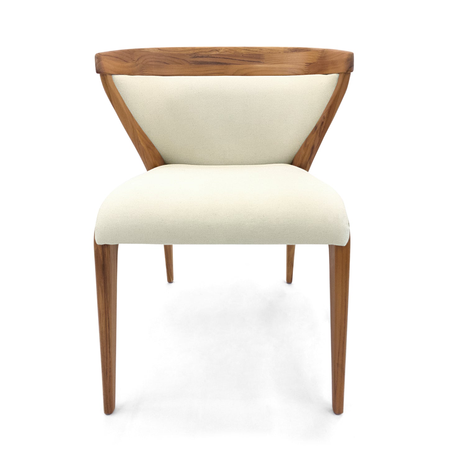 MAT Upholstered Dining Chair in Teak and Cream fabric