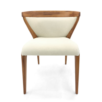 MAT Upholstered Dining Chair in Teak and Cream fabric