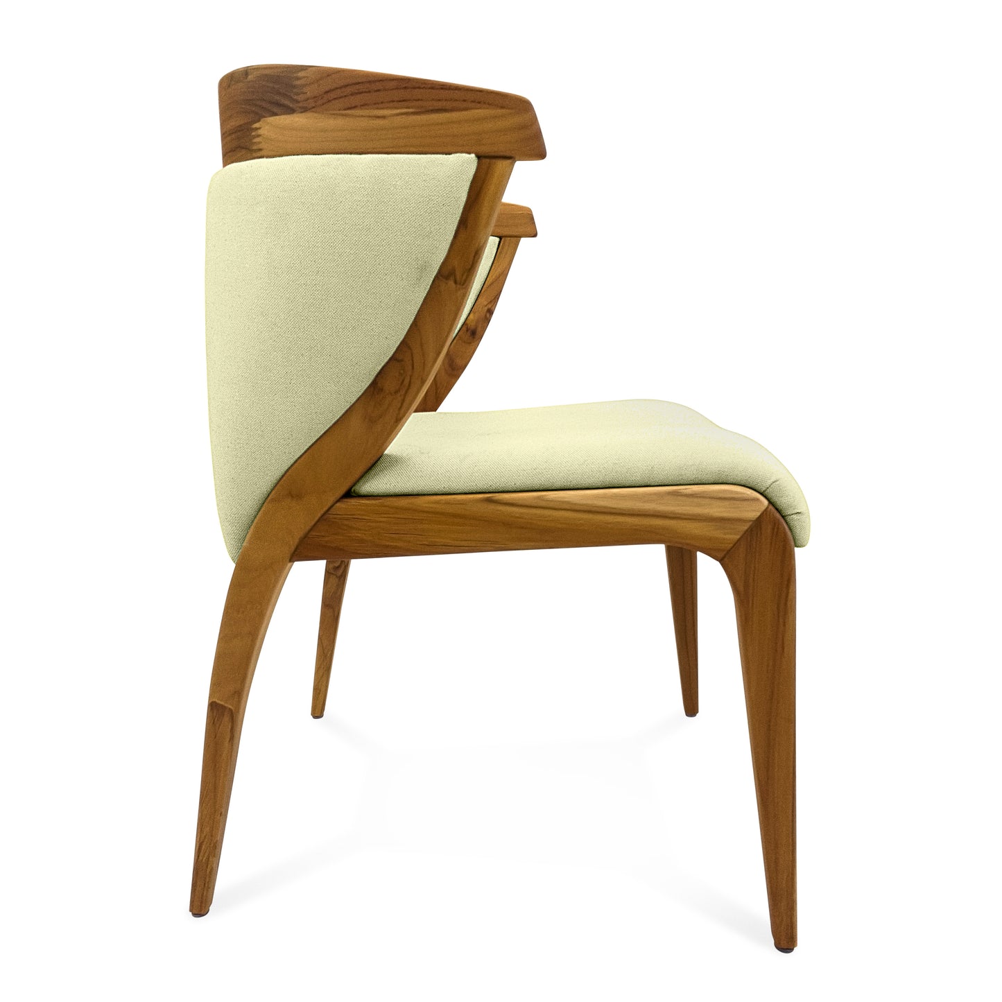 MAT Upholstered Dining Chair in Teak and Cream fabric