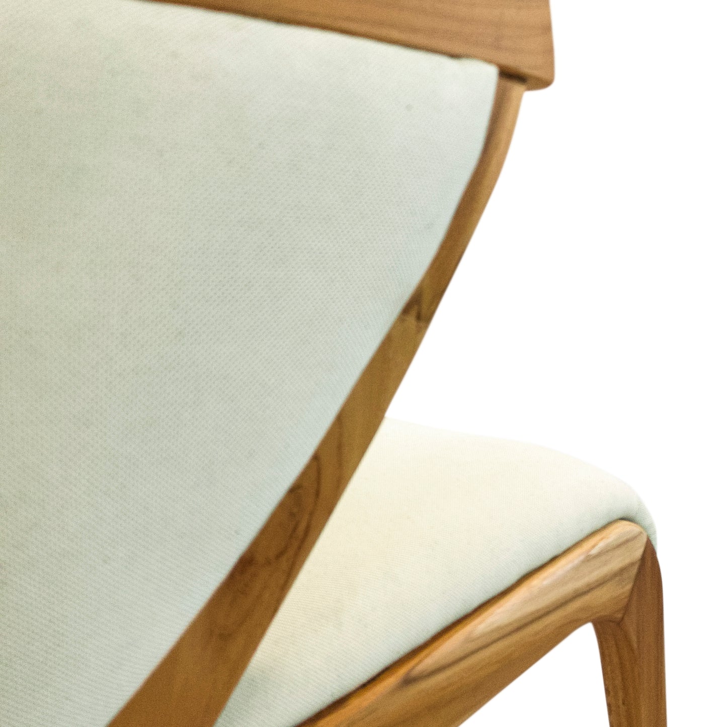 MAT Upholstered Dining Chair in Teak and Cream fabric