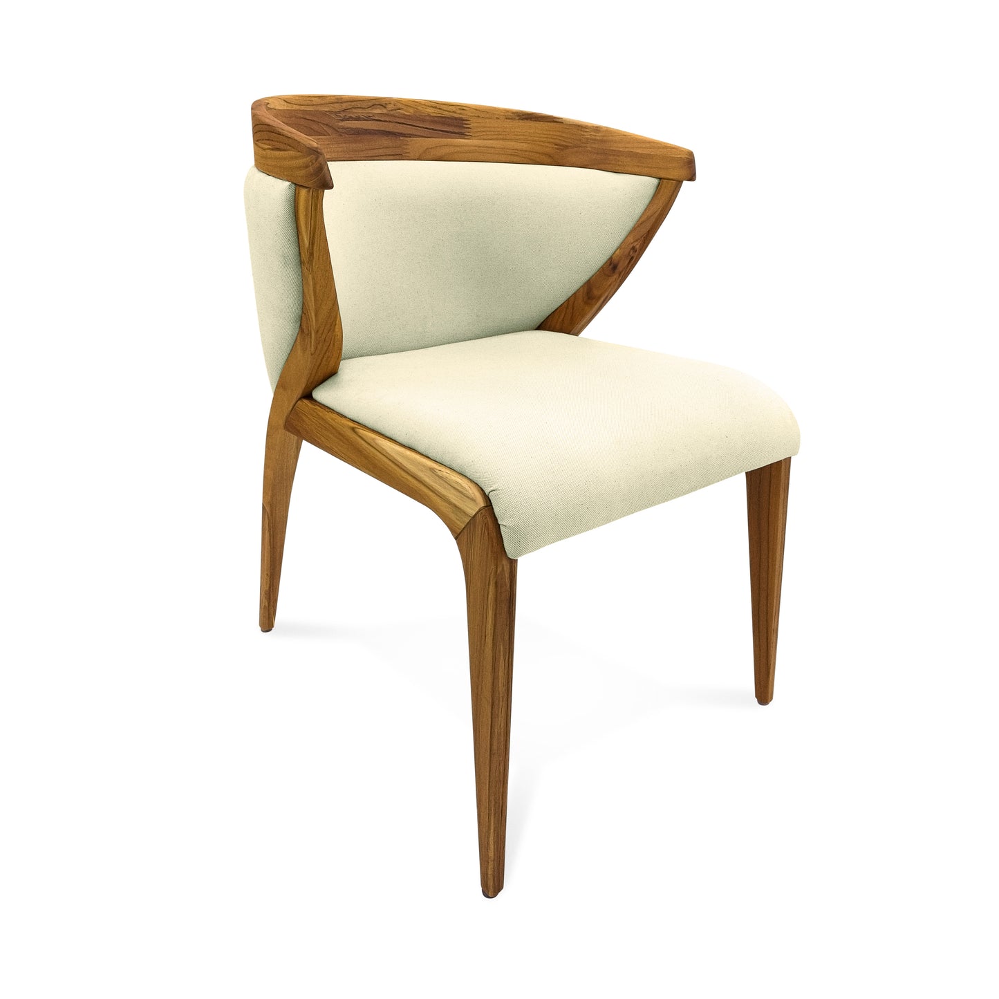 MAT Upholstered Dining Chair in Teak and Cream fabric
