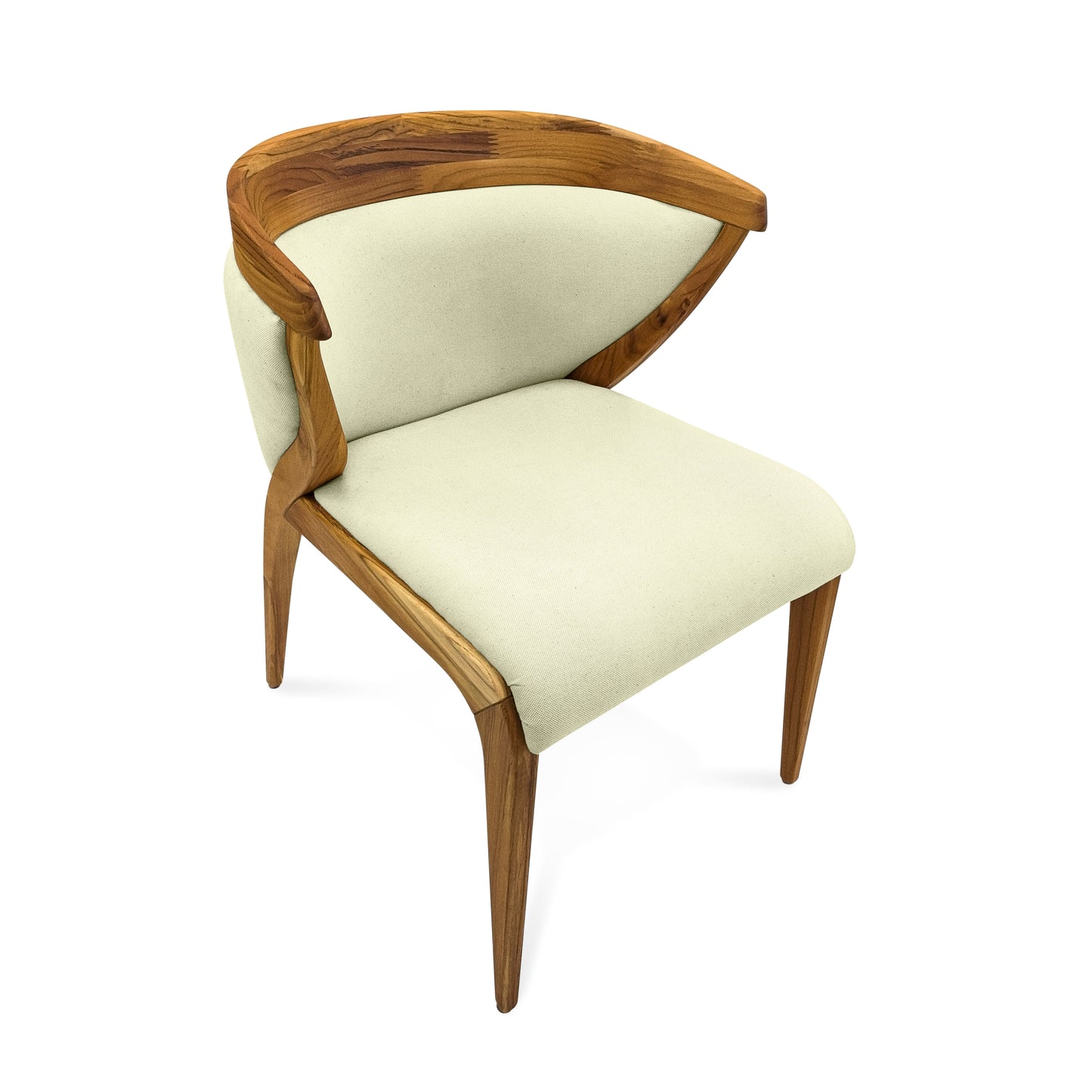 MAT Upholstered Dining Chair in Teak and Cream fabric