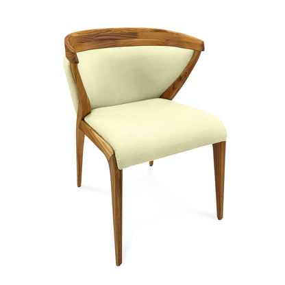 MAT Upholstered Dining Chair in Teak and Cream fabric