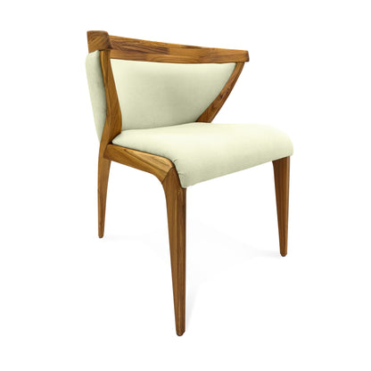 MAT Upholstered Dining Chair in Teak and Cream fabric