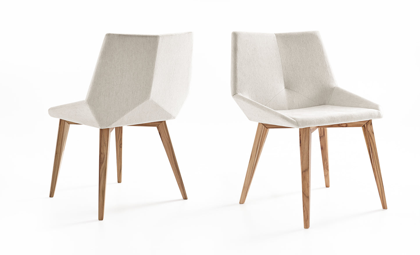 CUBI Dining Chair in Teak and Off White fabric