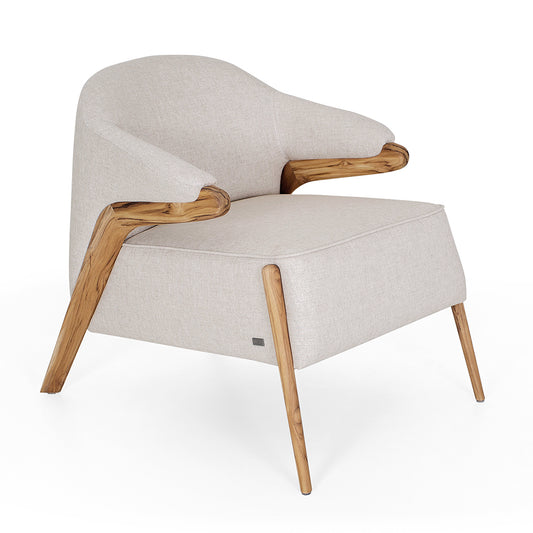 OSA Armchair in Teak and Oatmeal fabric