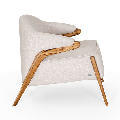 OSA Armchair in Teak and Oatmeal fabric