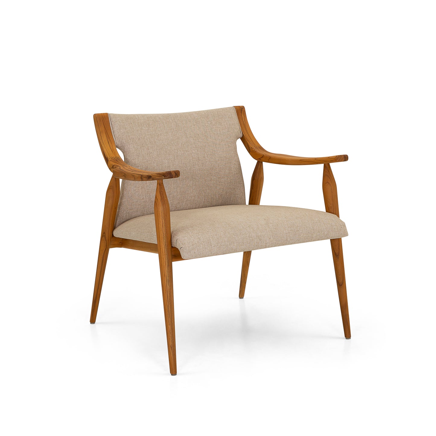 MINCE Armchair in Teak and Oatmeal fabric