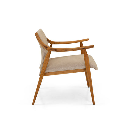 MINCE Armchair in Teak and Oatmeal fabric