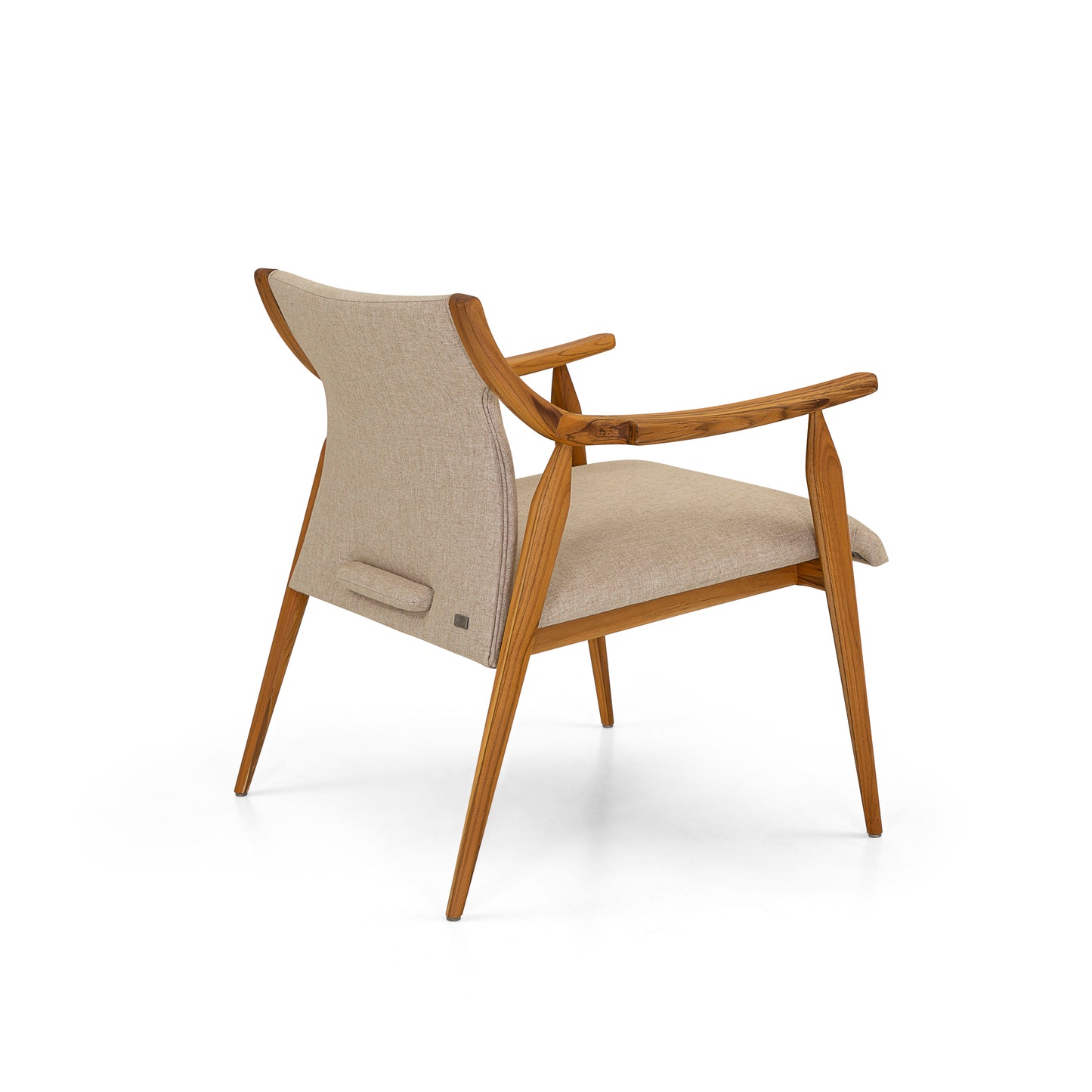 MINCE Armchair in Teak and Oatmeal fabric