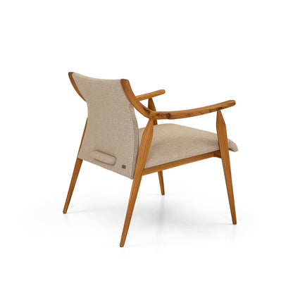 MINCE Armchair in Teak and Oatmeal fabric