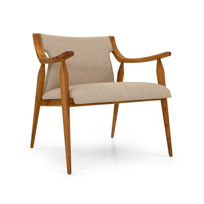 MINCE Armchair in Teak and Oatmeal fabric