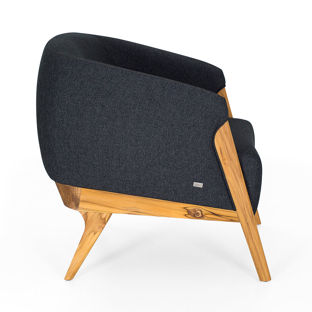 ABRA Armchair in Teak and Charcoal fabric