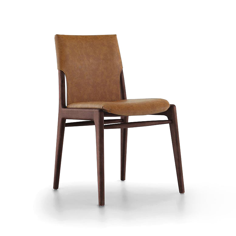 TRESS Dining Chair in Walnut (149) and Caramel Leather