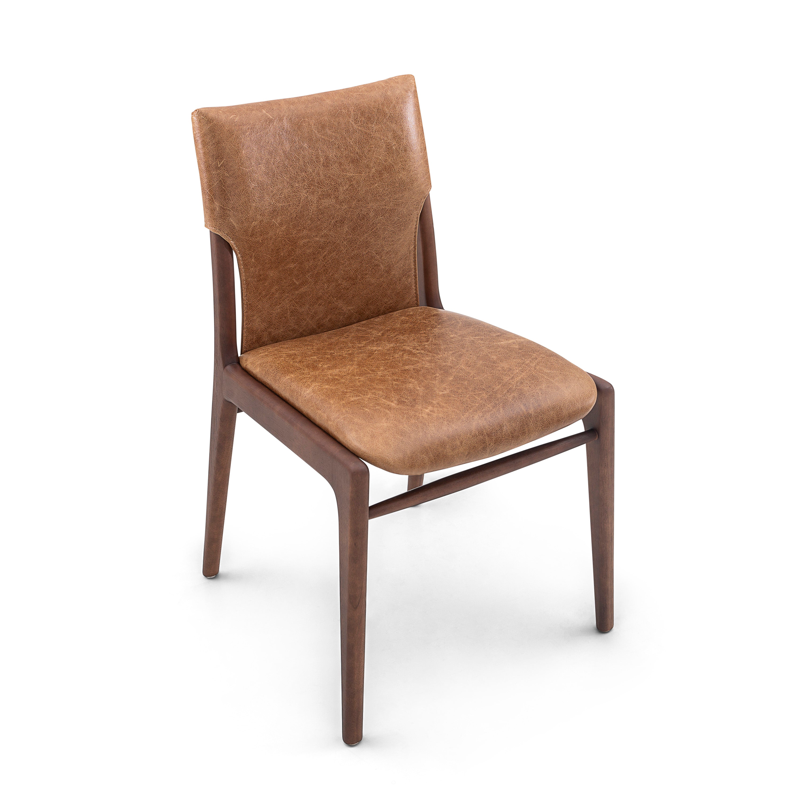 TRESS Dining Chair in Walnut (149) and Caramel Leather
