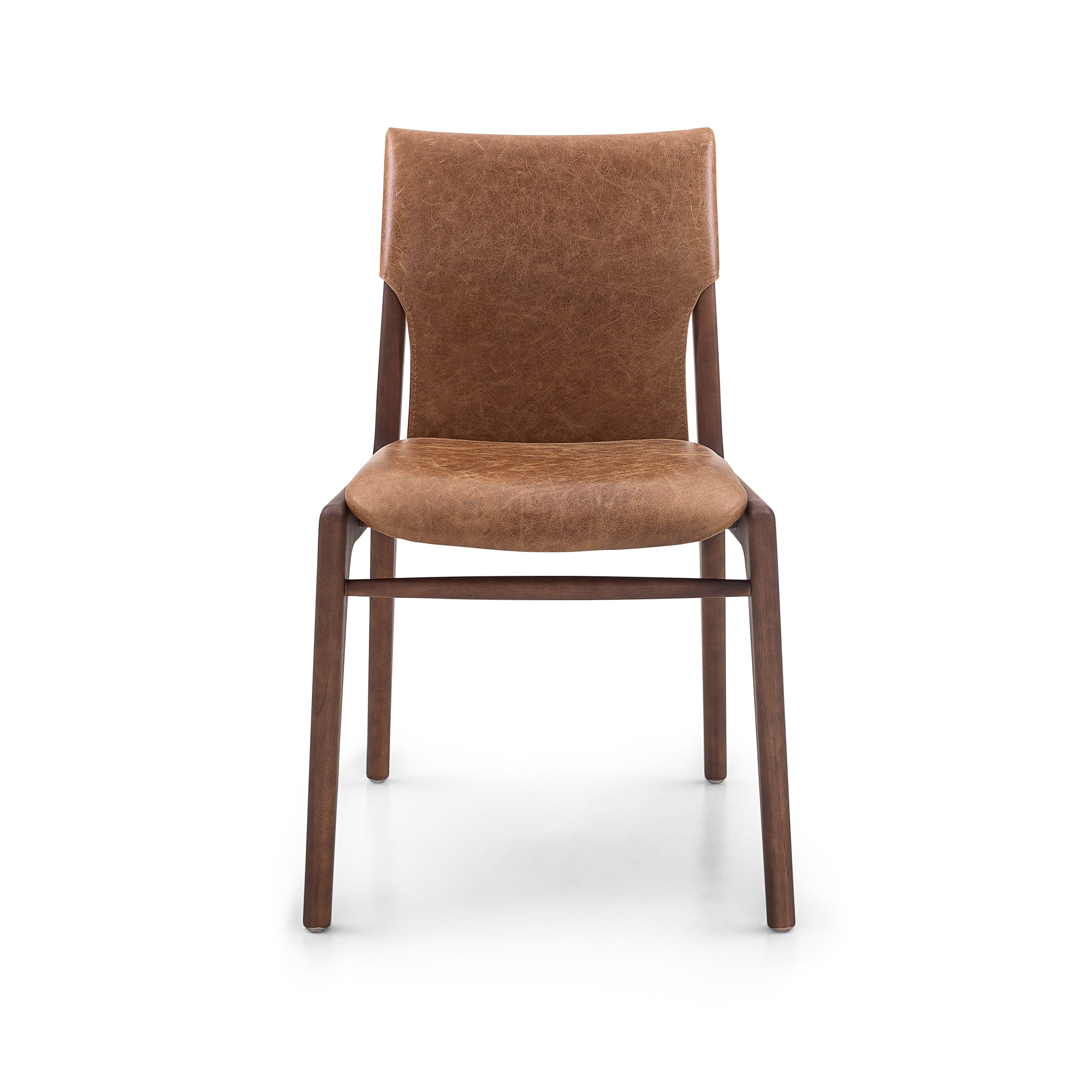 TRESS Dining Chair in Walnut (149) and Caramel Leather