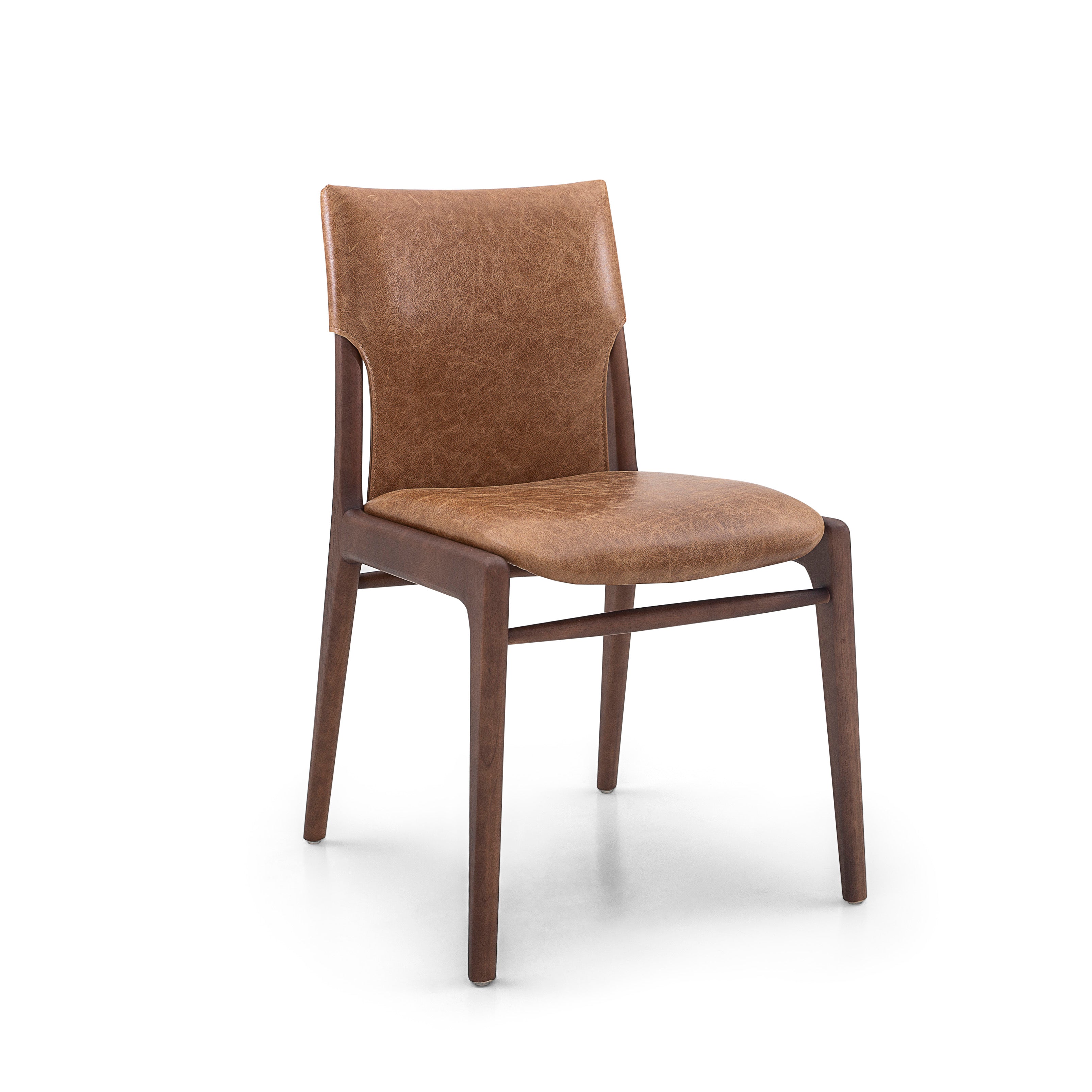 TRESS Dining Chair in Walnut (149) and Caramel Leather