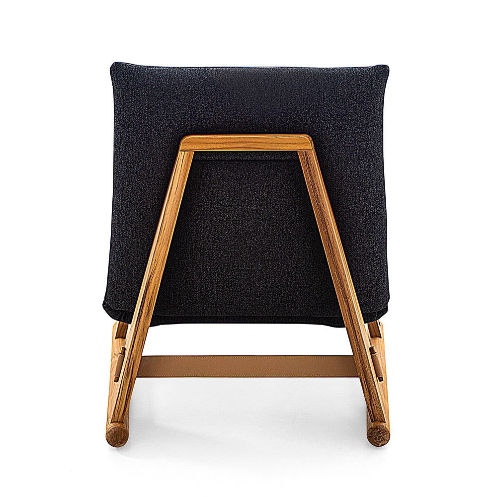 MAIA Armchair in Teak and Charcoal fabric