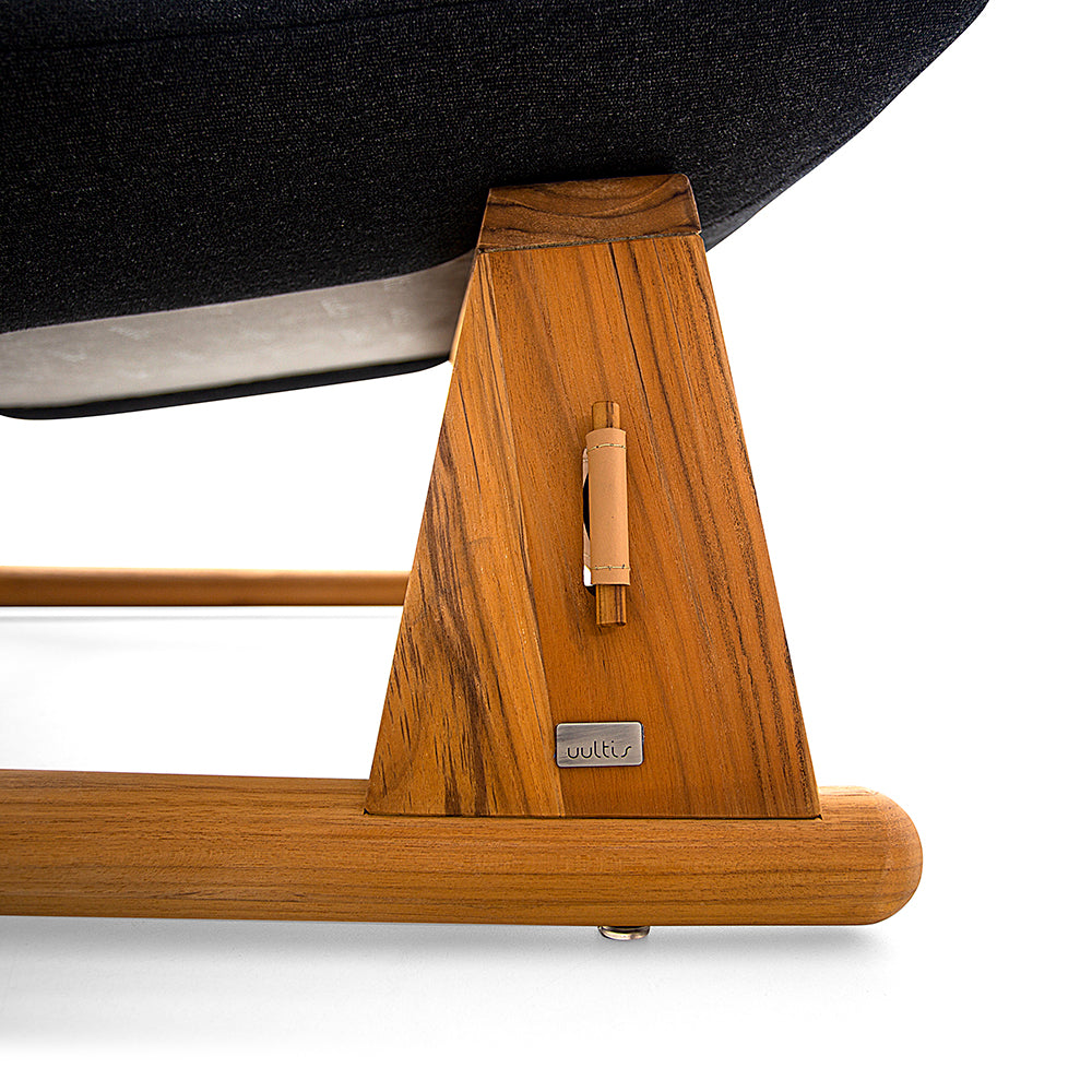 MAIA Armchair in Teak and Charcoal fabric