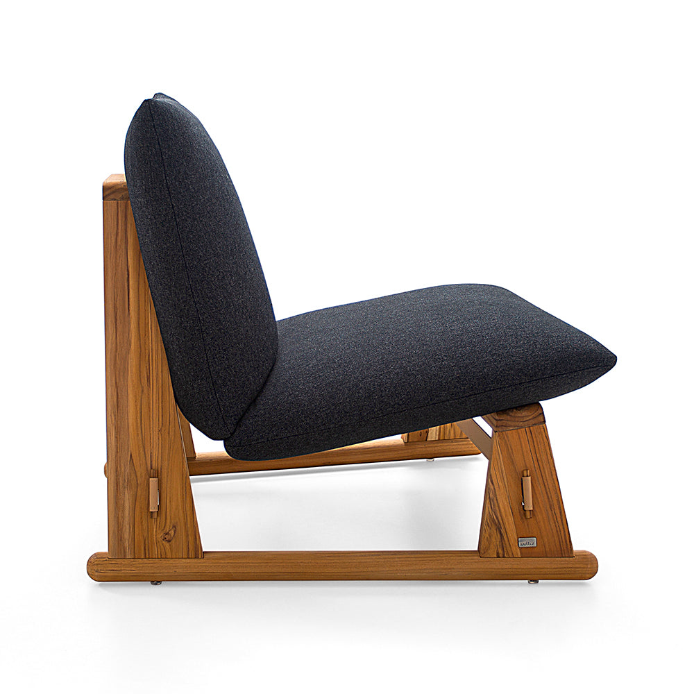 MAIA Armchair in Teak and Charcoal fabric