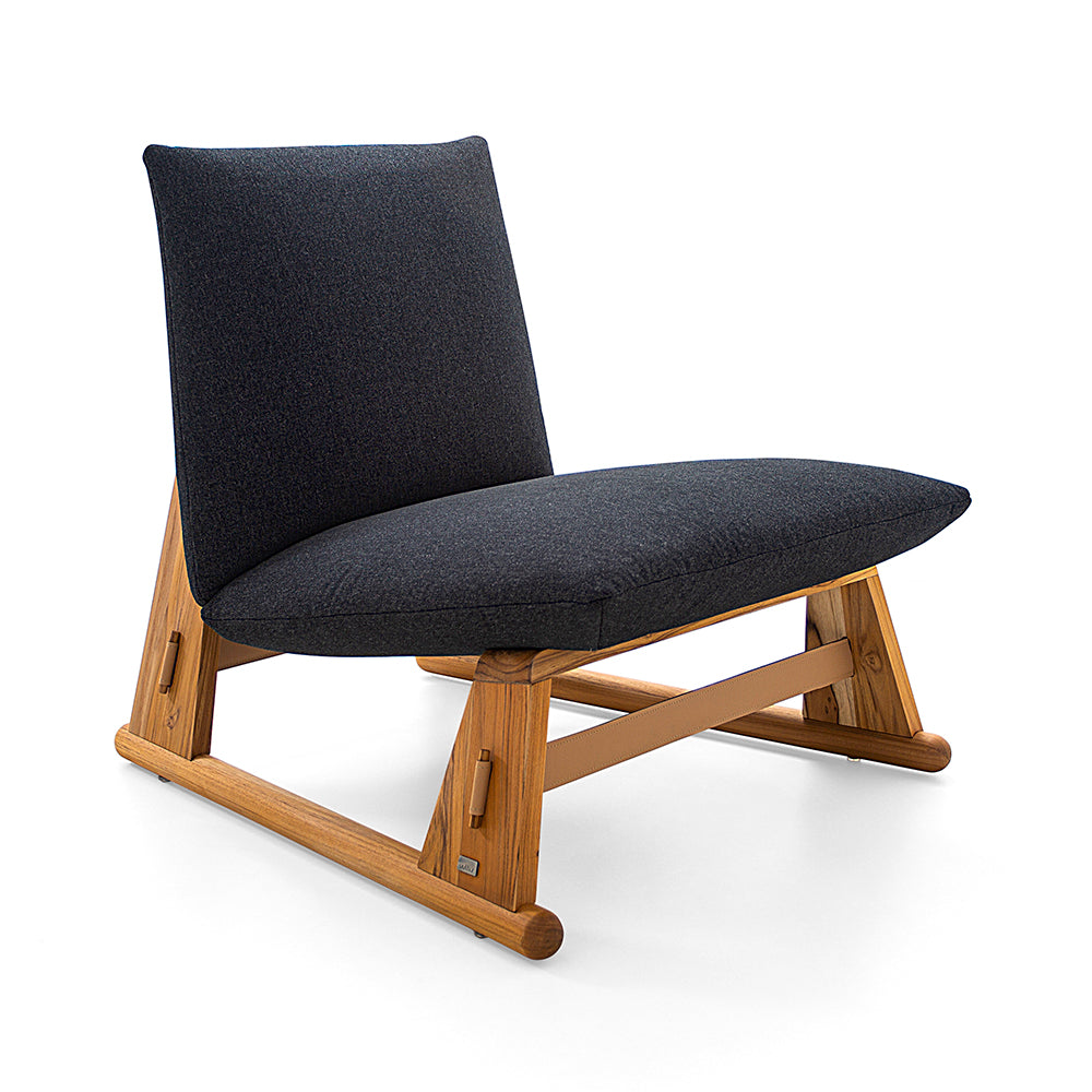 MAIA Armchair in Teak and Charcoal fabric