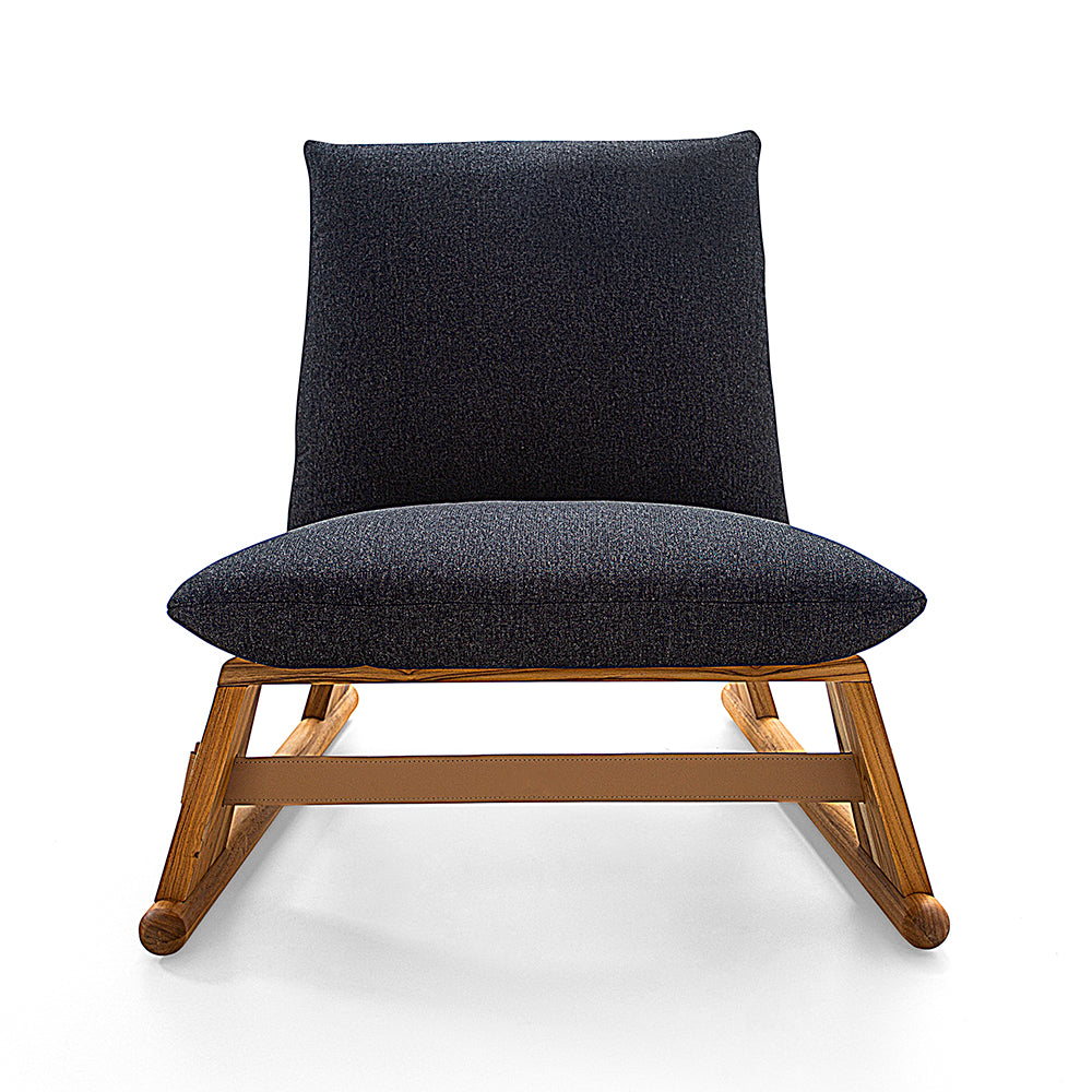 MAIA Armchair in Teak and Charcoal fabric