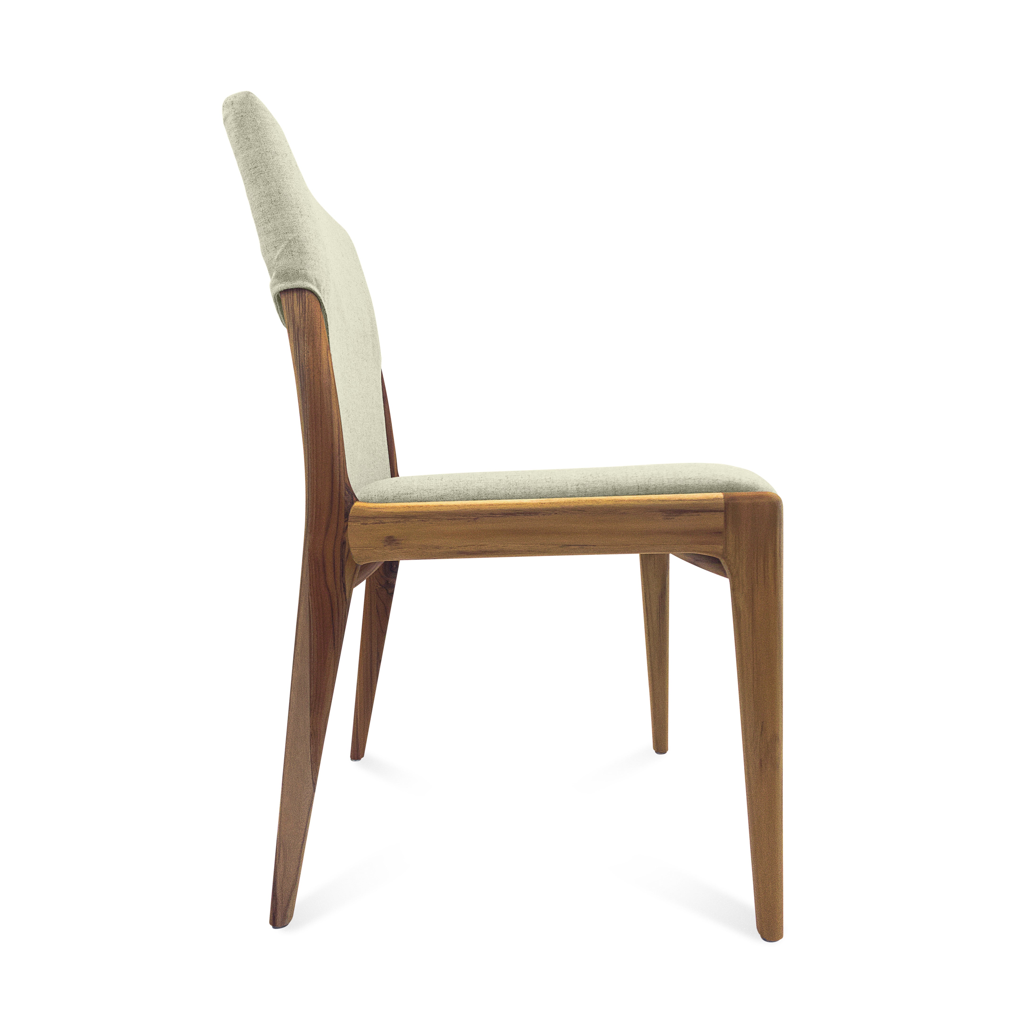 TRESS Dining Chair in Teak and Beige fabric