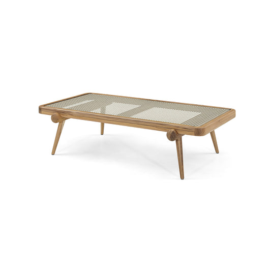 PLOT Coffee Table 47" in Teak with Natural Cane