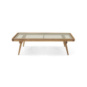 PLOT Coffee Table 47" in Teak with Natural Cane