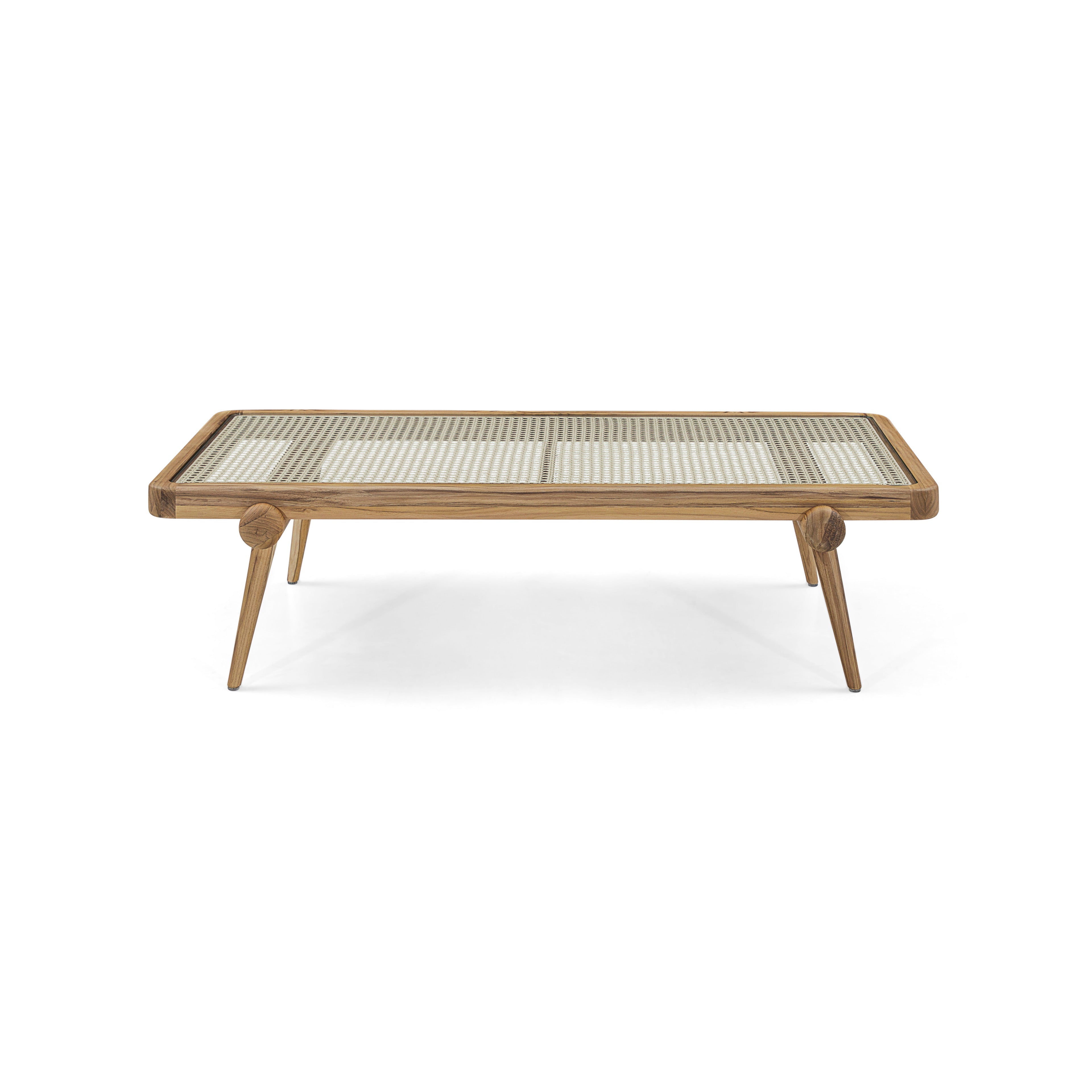 PLOT Coffee Table 47" in Teak with Natural Cane