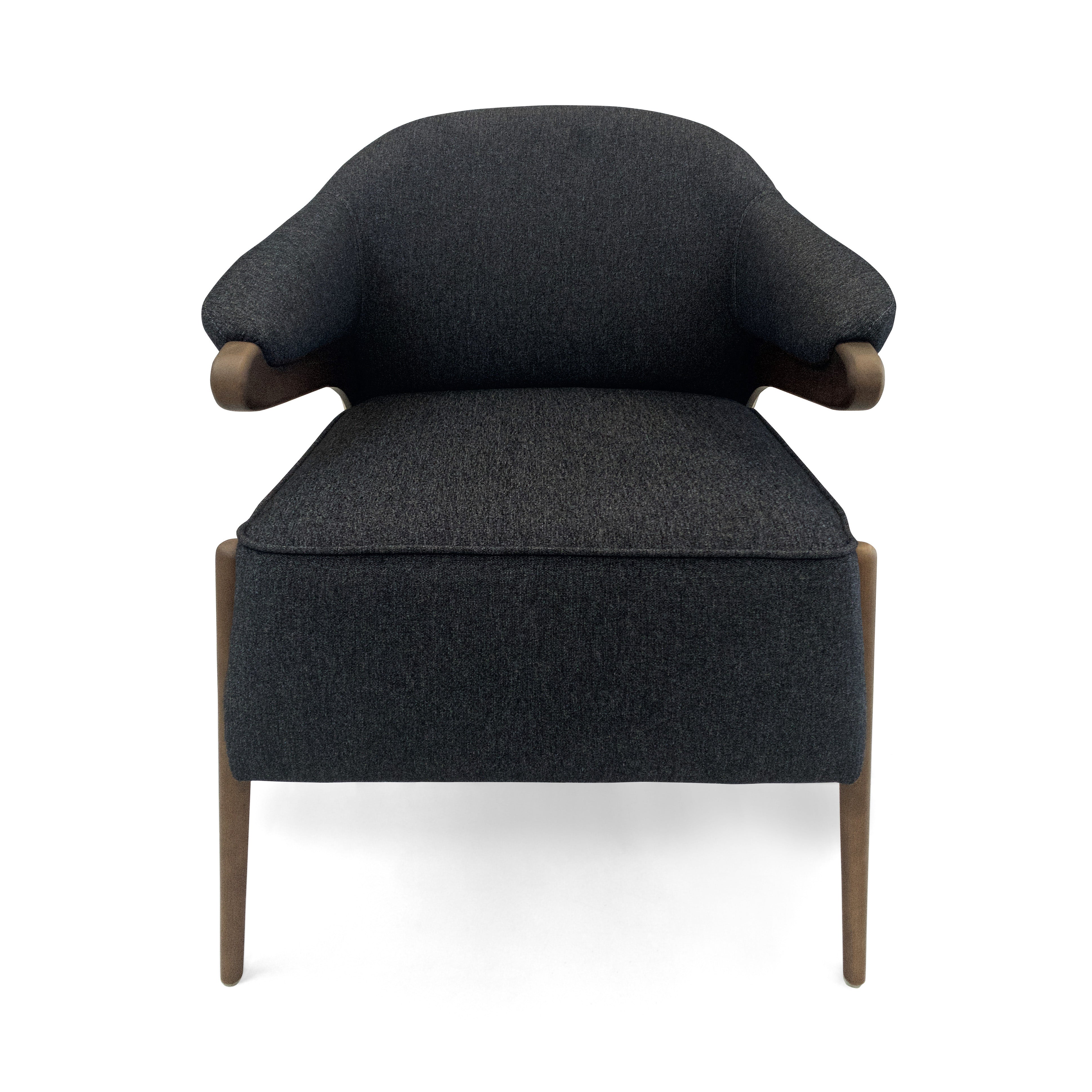 OSA Armchair in Walnut and Charcoal fabric