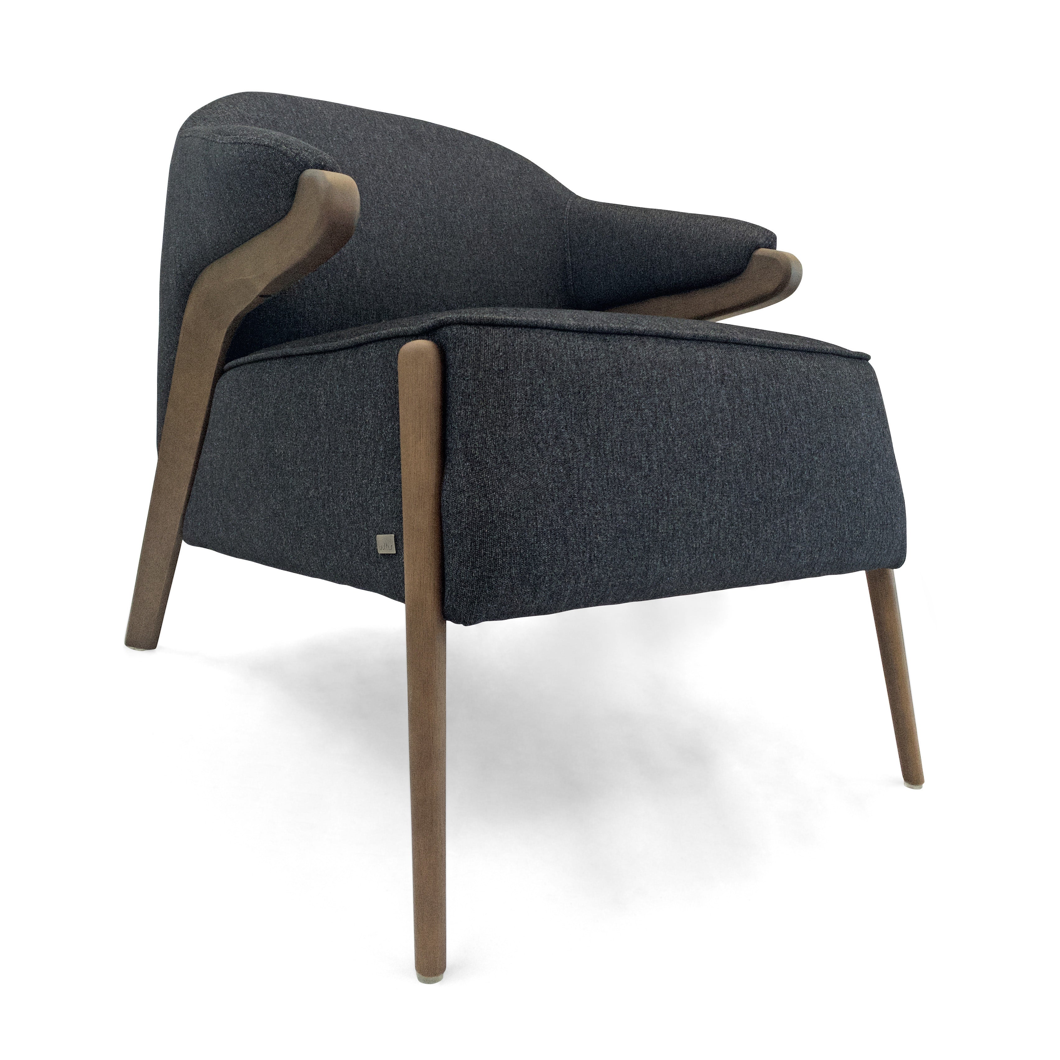 OSA Armchair in Walnut and Charcoal fabric
