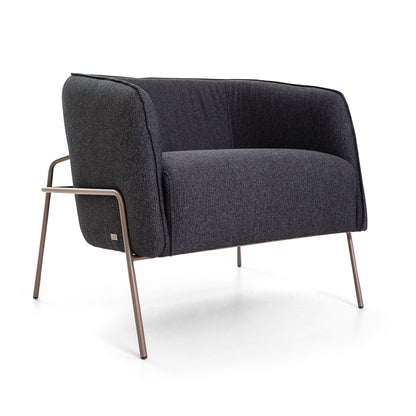 BELLA Armchair in Chocolate and Charcoal fabric