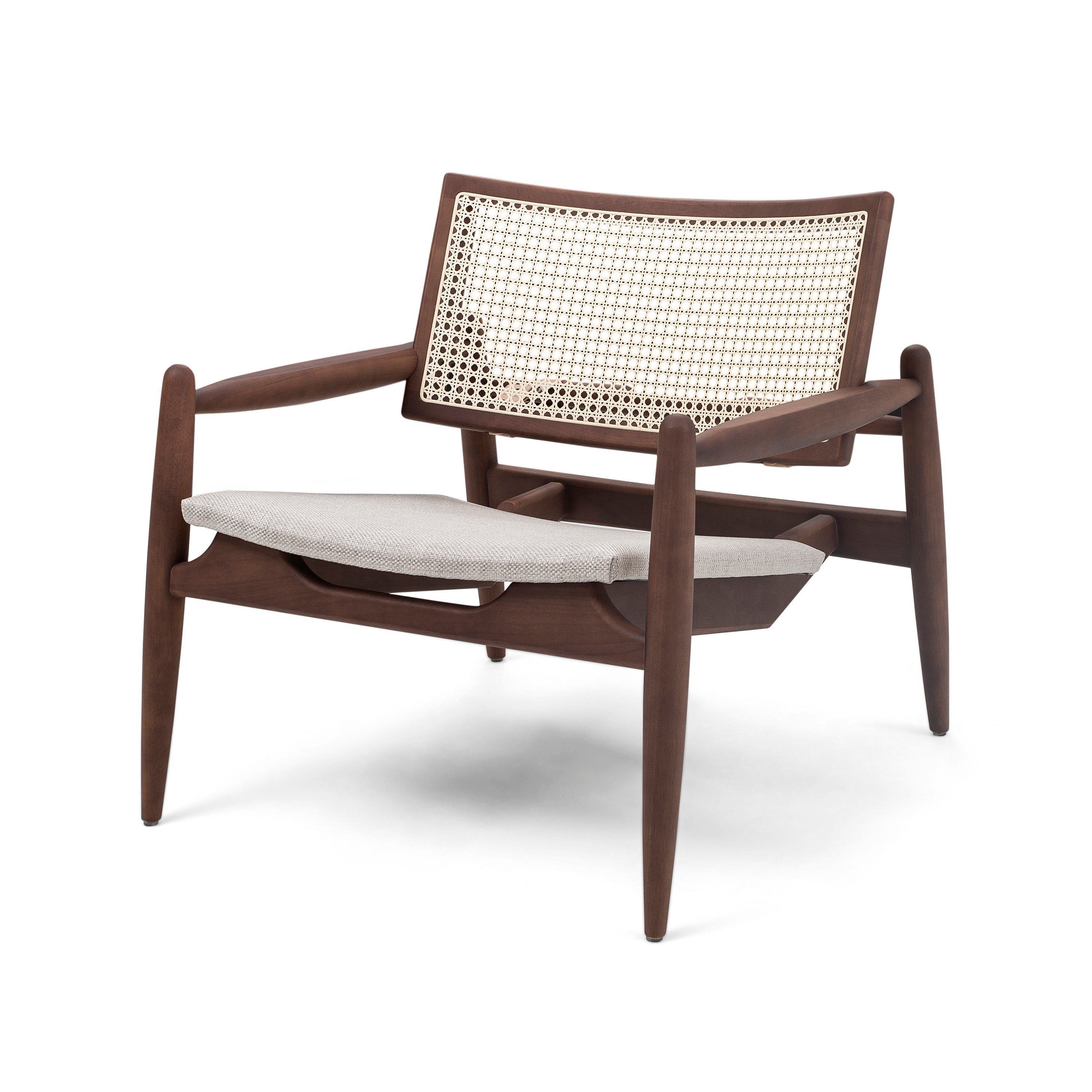 SOHO Armchair in Walnut and Beige fabric