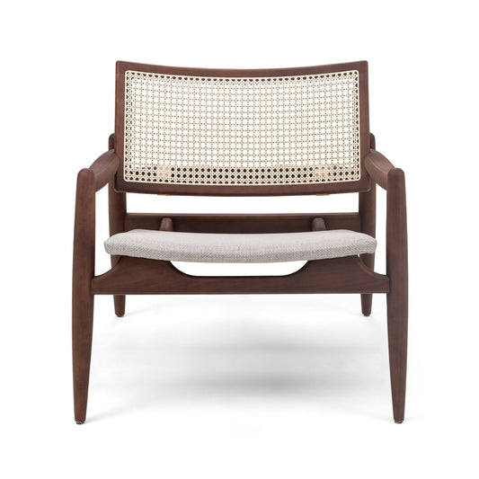 SOHO Armchair in Walnut and Beige fabric
