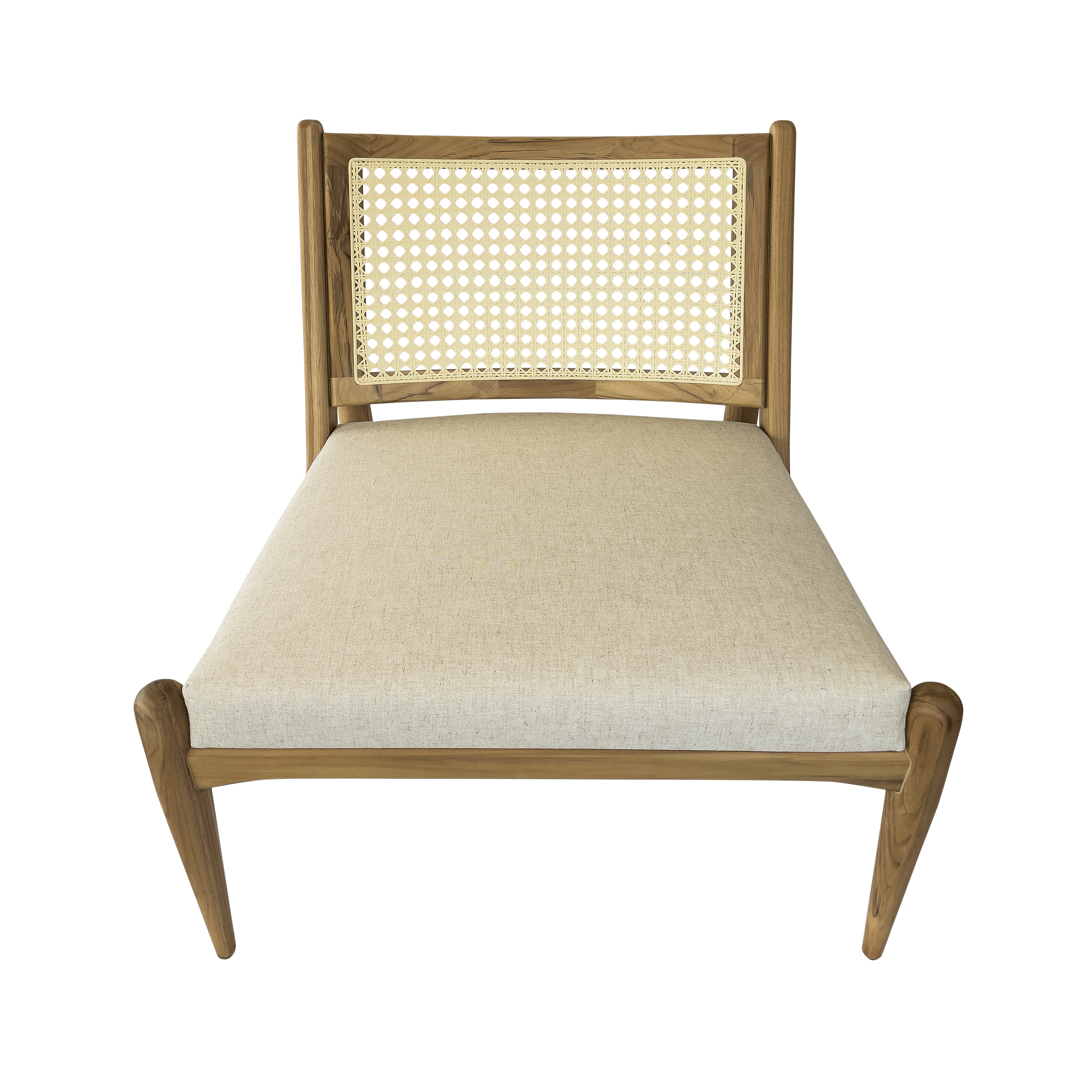 DONNA Armchair in Teak and Oatmeal fabric