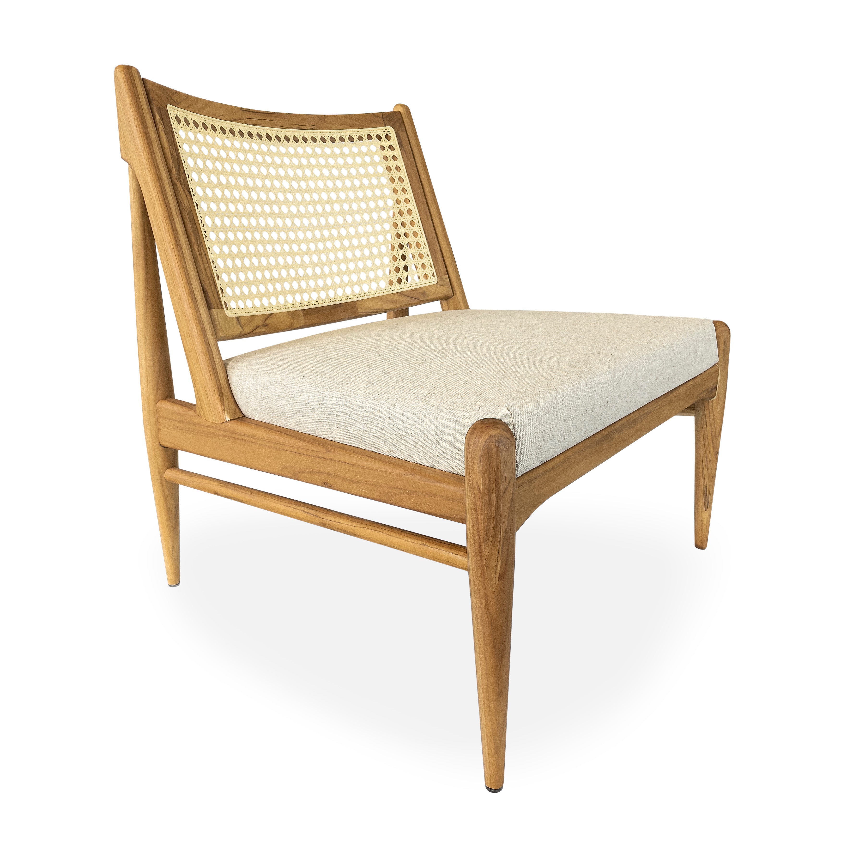 DONNA Armchair in Teak and Oatmeal fabric