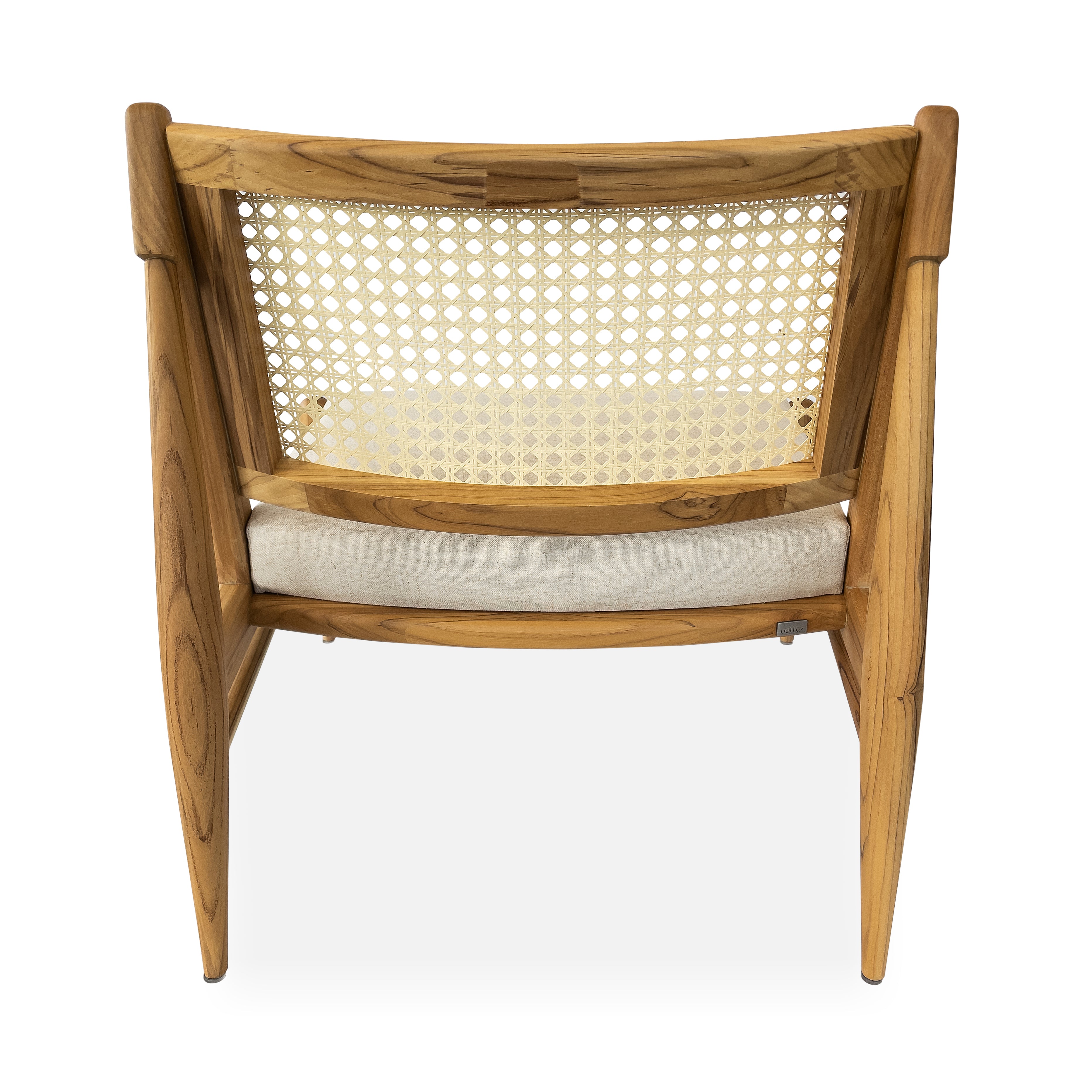 DONNA Armchair in Teak and Oatmeal fabric