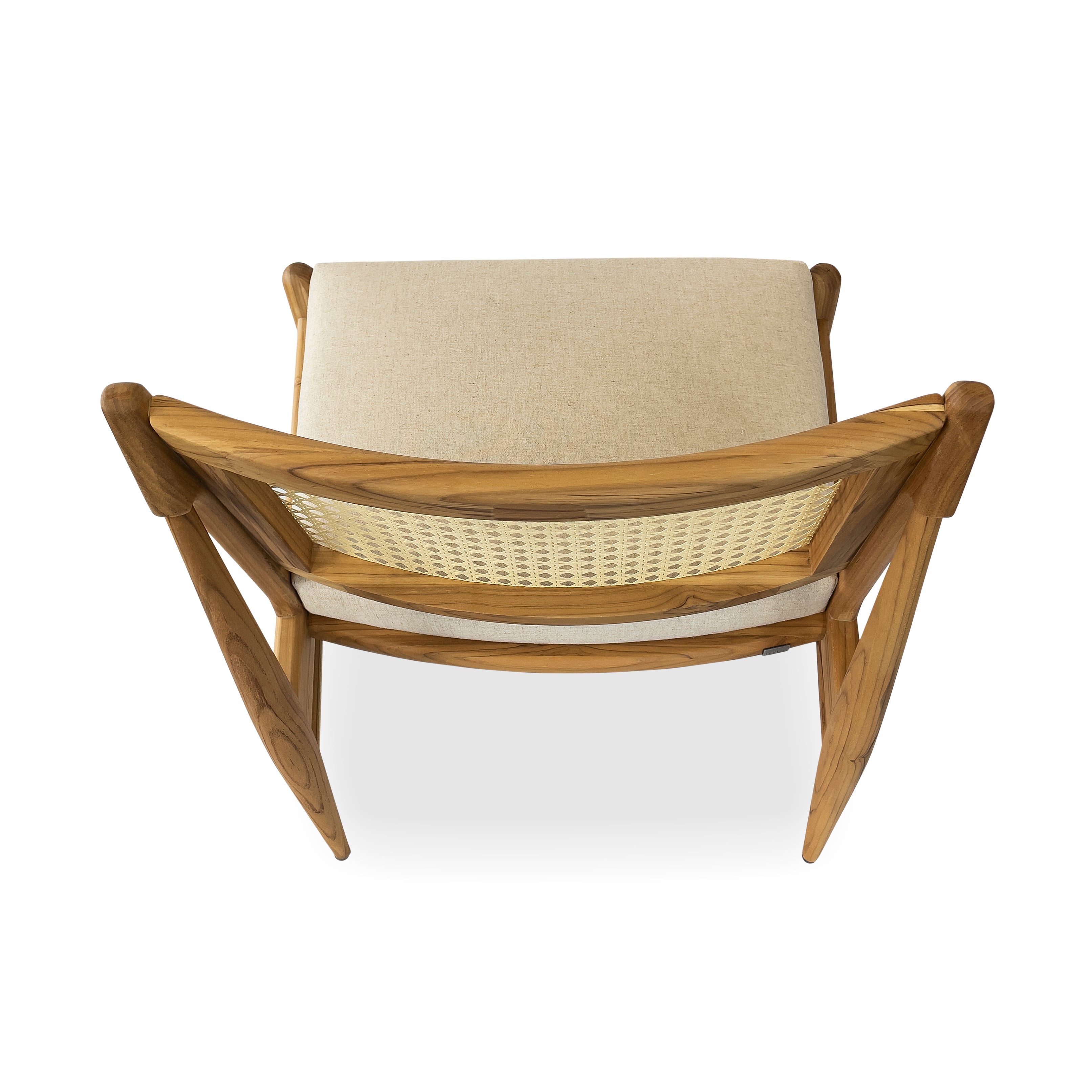 DONNA Armchair in Teak and Oatmeal fabric
