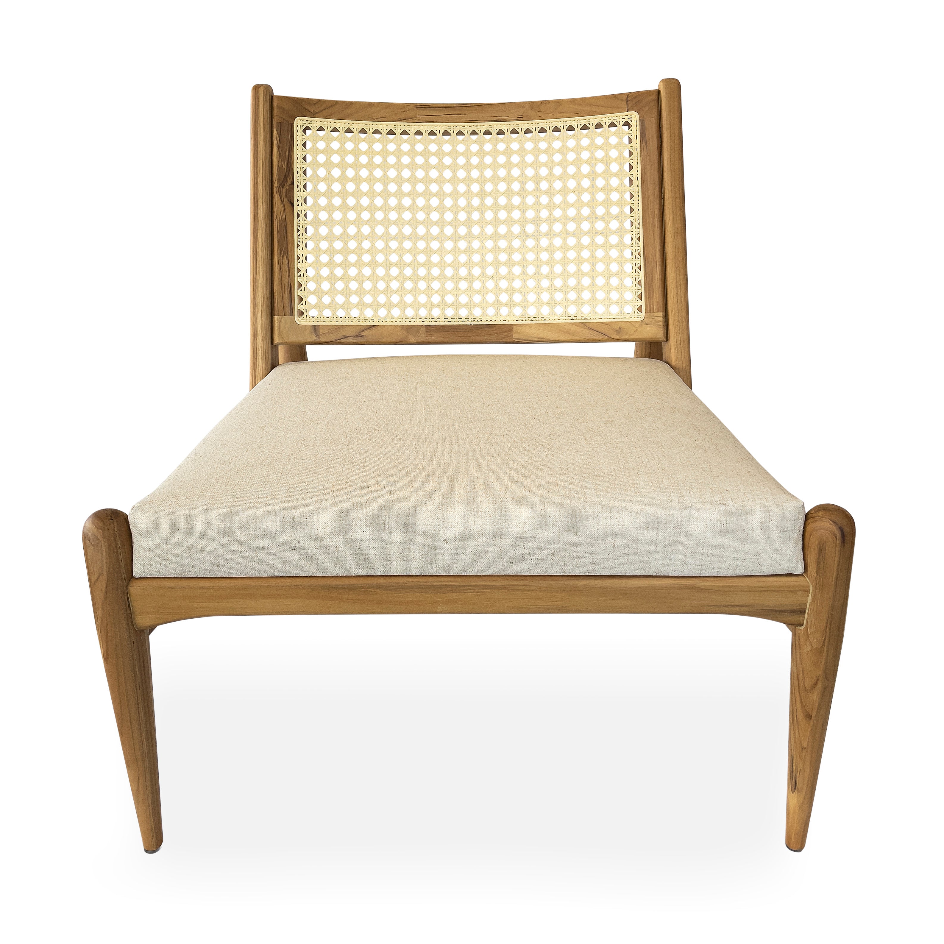DONNA Armchair in Teak and Oatmeal fabric
