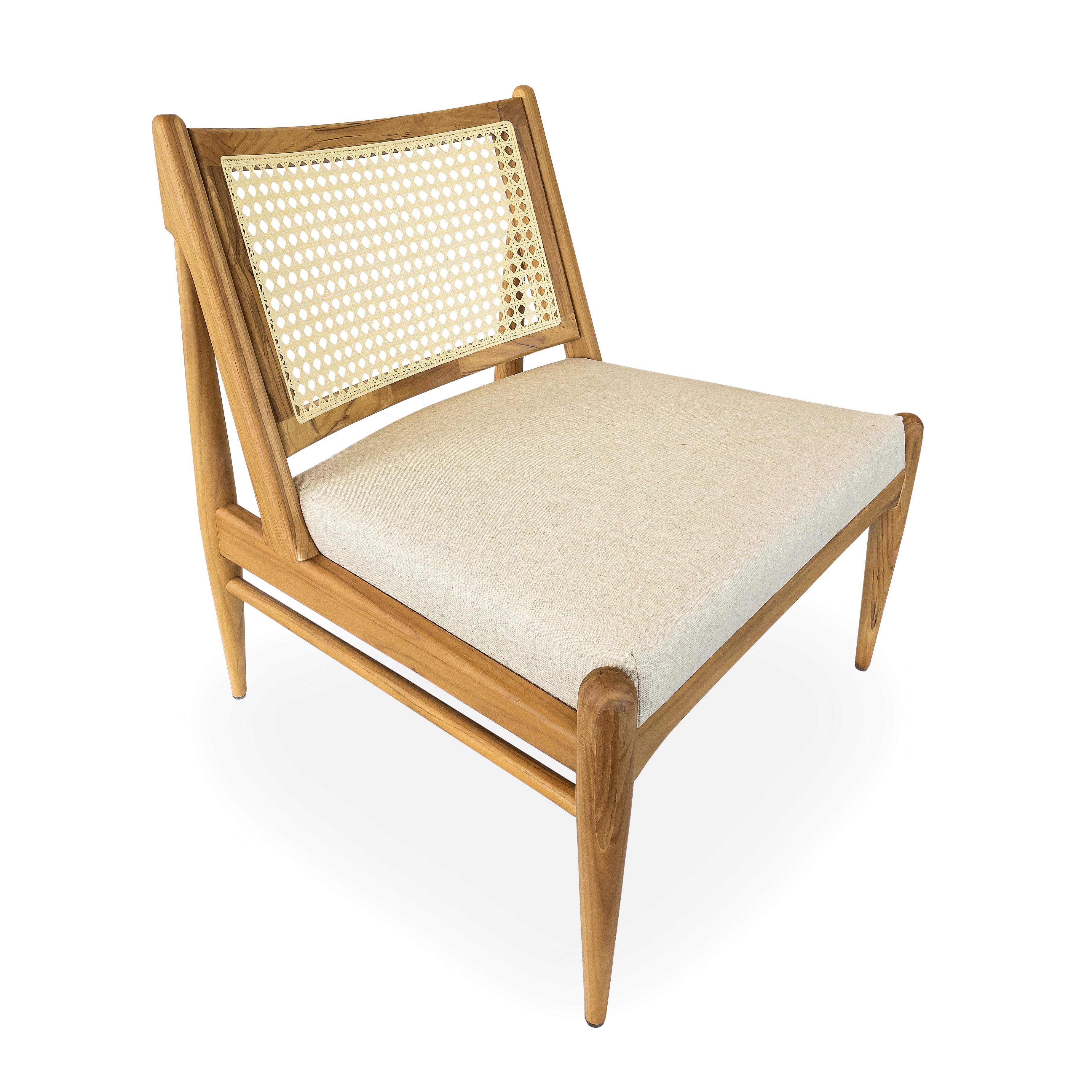 DONNA Armchair in Teak and Oatmeal fabric