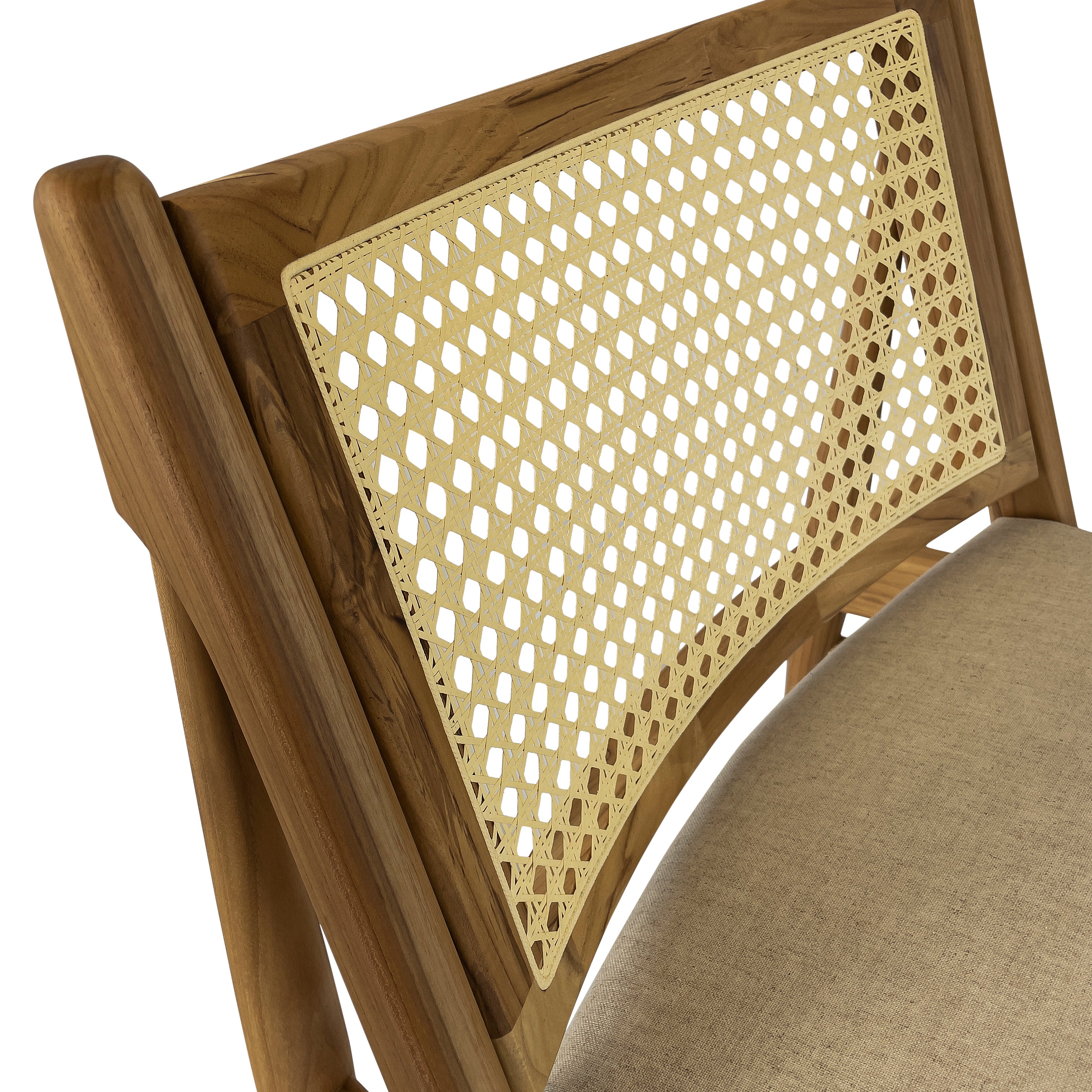DONNA Armchair in Teak and Oatmeal fabric